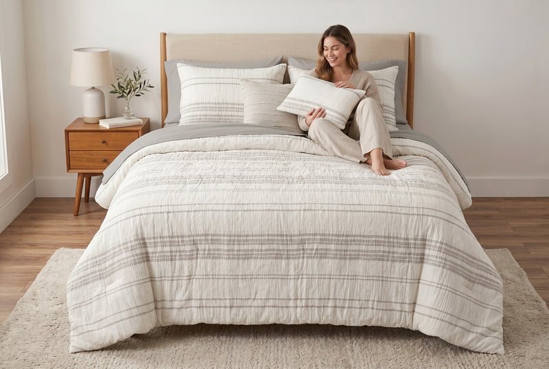 Linden 5-Piece Queen/Double Clipped Jacquard Comforter Set 