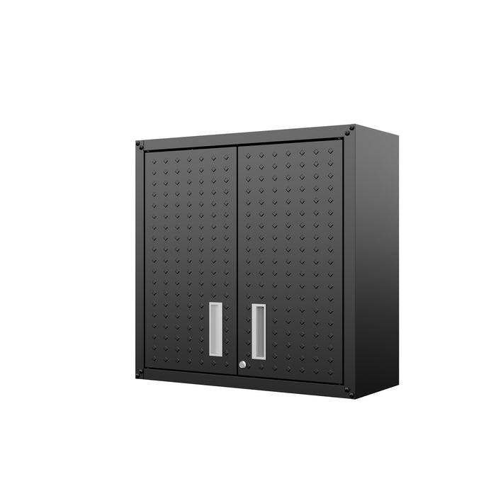 Manhattan Comfort Fortress 30\" Floating Textured Metal Garage Cabinet with Adjustable Shelves - Charcoal Grey
