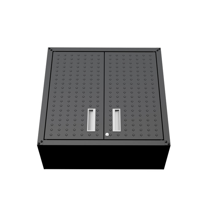 Manhattan Comfort Fortress 30\" Floating Textured Metal Garage Cabinet with Adjustable Shelves - Charcoal Grey