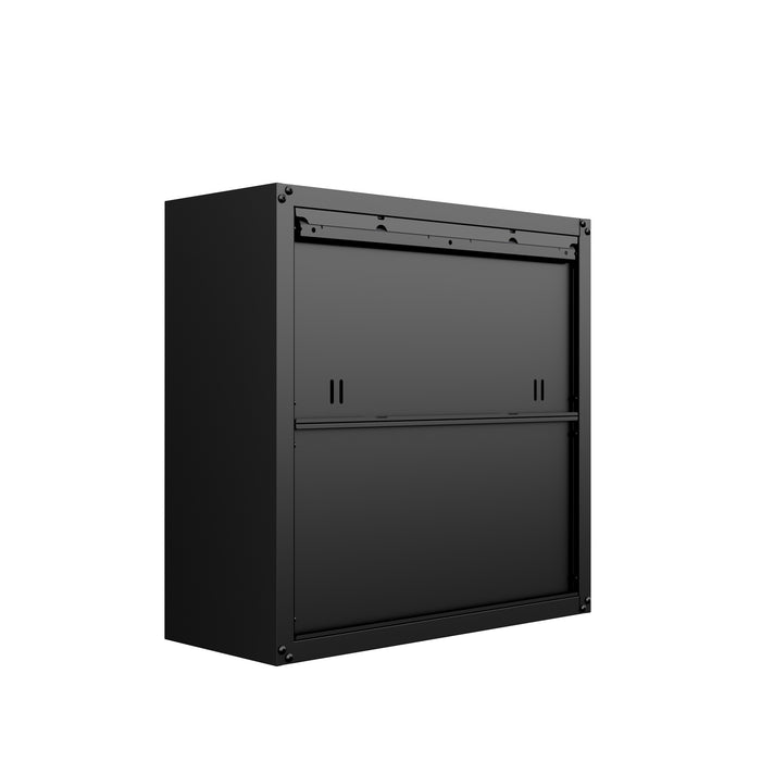 Manhattan Comfort Fortress 30\" Floating Textured Metal Garage Cabinet with Adjustable Shelves - Charcoal Grey
