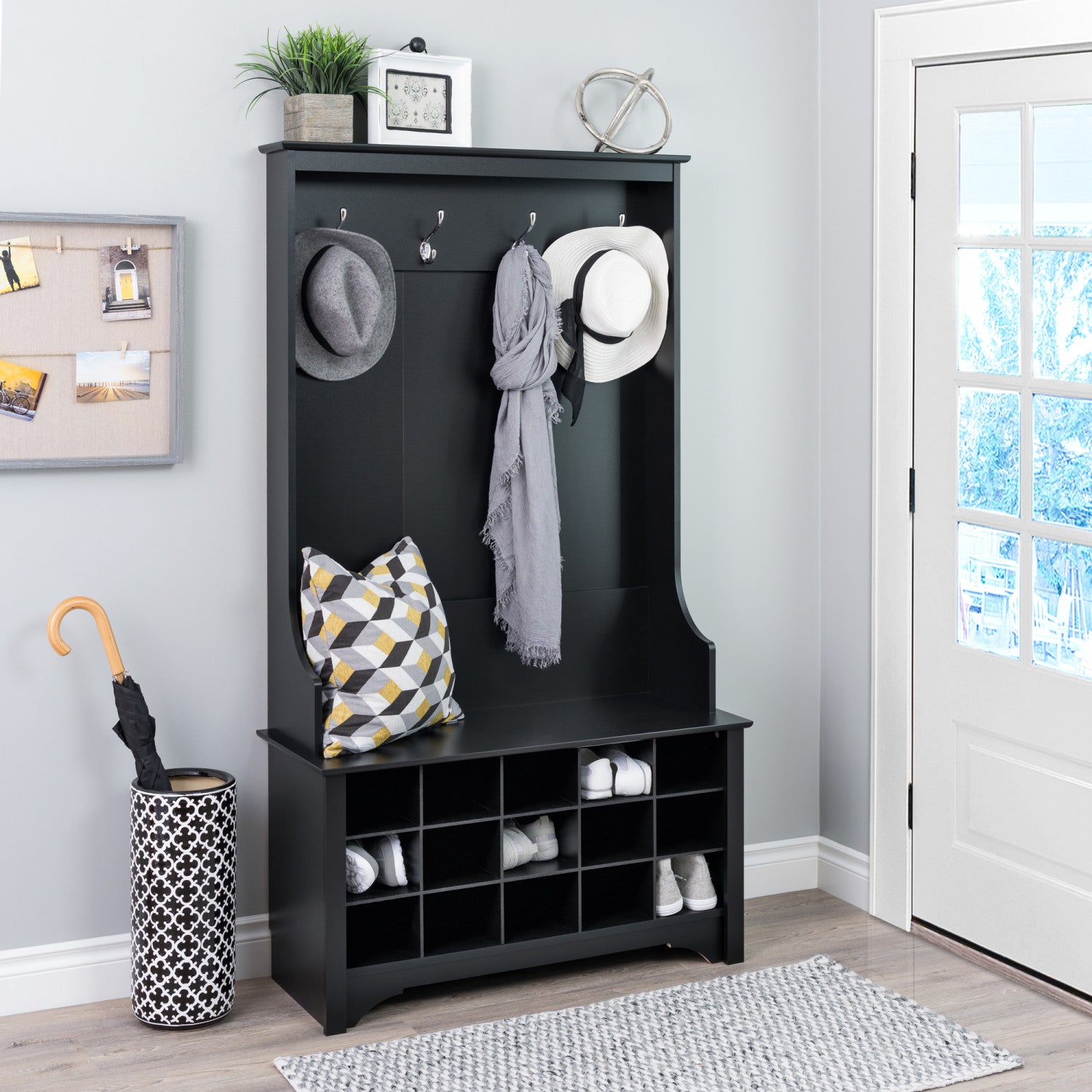 Hall Tree with Shoe Storage Black The Brick