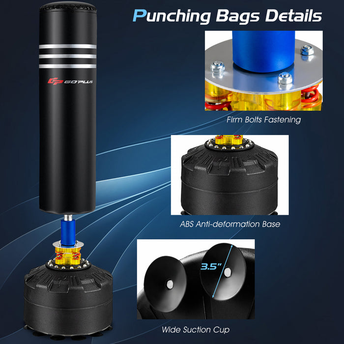 Goplus 70\" 220lbs Freestanding Punching Boxing Bag W/12 Suction Cup Base Shock Absorber