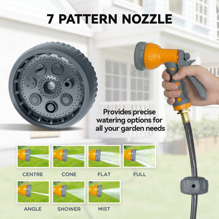 Outsunny Retractable Garden Hose Reel, 1/2 in x 100ft Wall Mounted Water Hose Reel with 7- Function Sprayer Nozzle, Auto Rewind, Any Length Lock, 180° Swivel Bracket, Orange