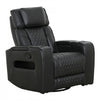 Kingsley 37 in. Leather Match Swivel Glider Recliner - Black | Fauteuil inclinable pivotant a mouvement coulissant Kingsley de 37 po en cuir assorti - Noir