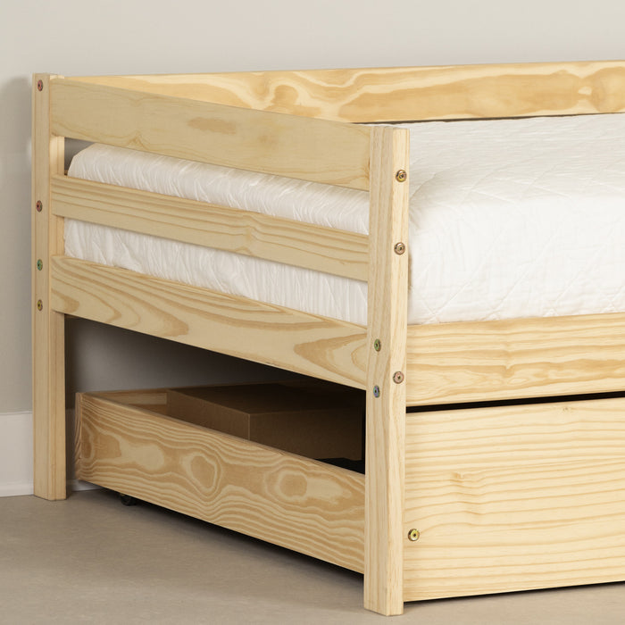 Sweedi Twin Bed With Storage Drawers - Natural Wood 