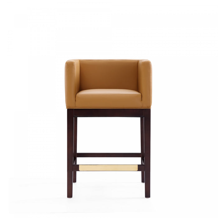 Kingsley Mid-Century Modern Wood Upholstered Counter Stool in Camel - Set of 3