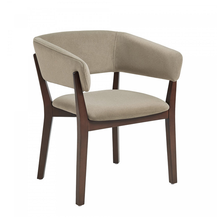 Blake Modern Faux Mohair Wood Armchair in Linen - Set of 2 Dining Chair
