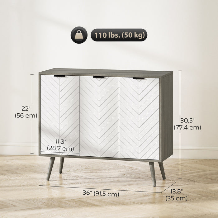 HOMCOM 36\" Sideboard, Buffet Cabinet with Adjustable Shelves, Grey