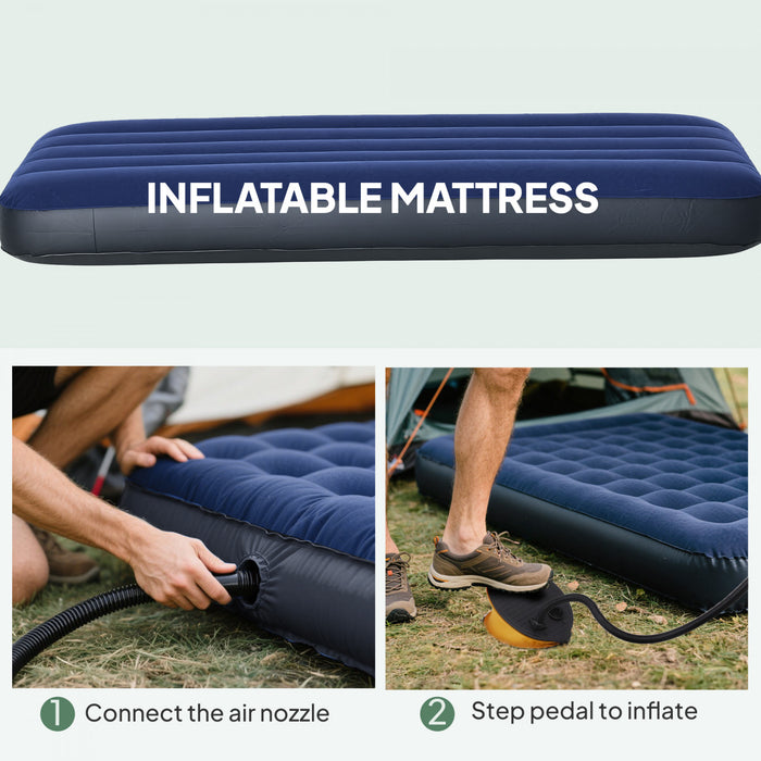 Outsunny 4-in-1 Camping Cot Tent, 1-Person Off-Ground Bed with Air Mattress, Sleeping Bag & Pillow