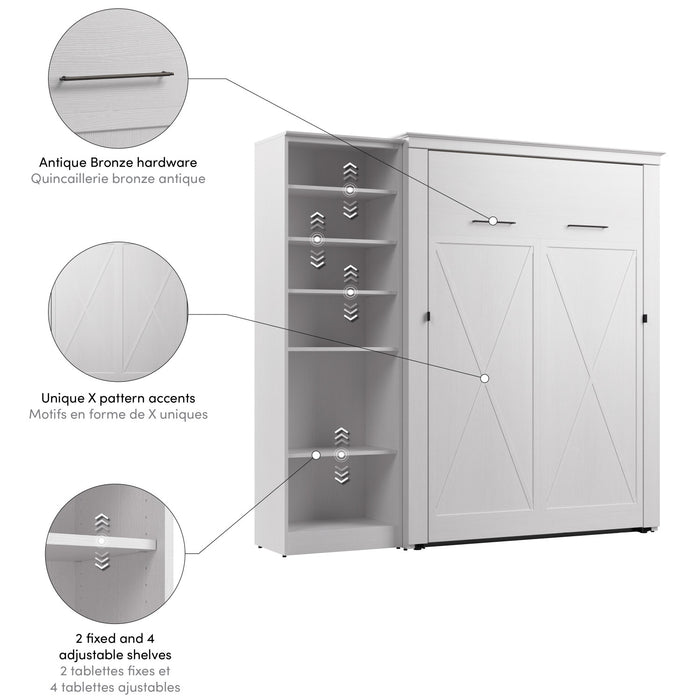 Bestar Key West Full Murphy Bed with Closet Organizer (88 W) - Pure White Oak