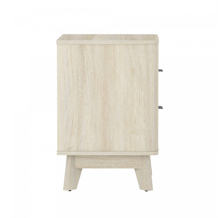 Orlen Mid-Century Modern 2-Drawer Multi-Purpose Nightstand & End Table in Whitewashed Oak