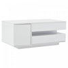 Oliver Height Adjustable Coffee Table with Drawer Cabinet LED Lighting and Storage,White | Oliver table basse reglable en hauteur – table avec tiroir, placard de rangement et eclairage LED, blanc