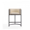 Cosmopolitan Mid-Century Modern Metal Upholstered Counter Stool in Cream - Set of 3 Bar Stool | Tabouret de comptoir moderne du milieu du siecle en metal et tissu creme Cosmopolitan - Lot de 3