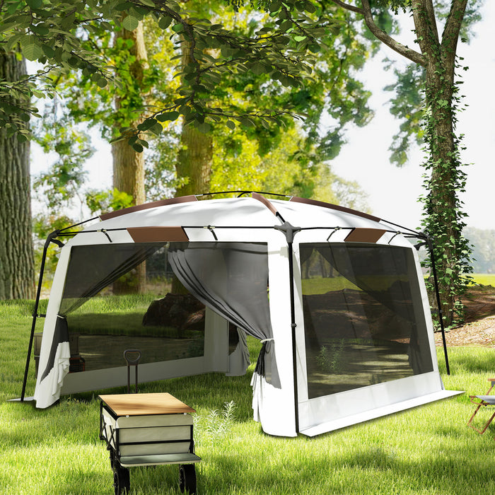 Outsunny Screen Tent, 12' X 12' Screen House With Uv50+ Protection, White