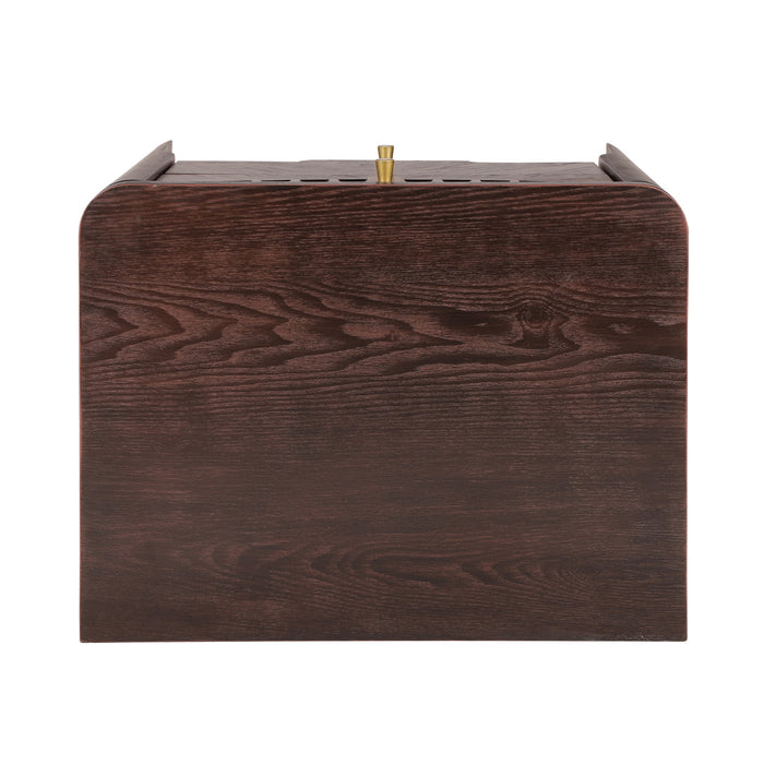 Liam Modern Wave Design Nightstand with 2 Storage Drawers,Dark Brown