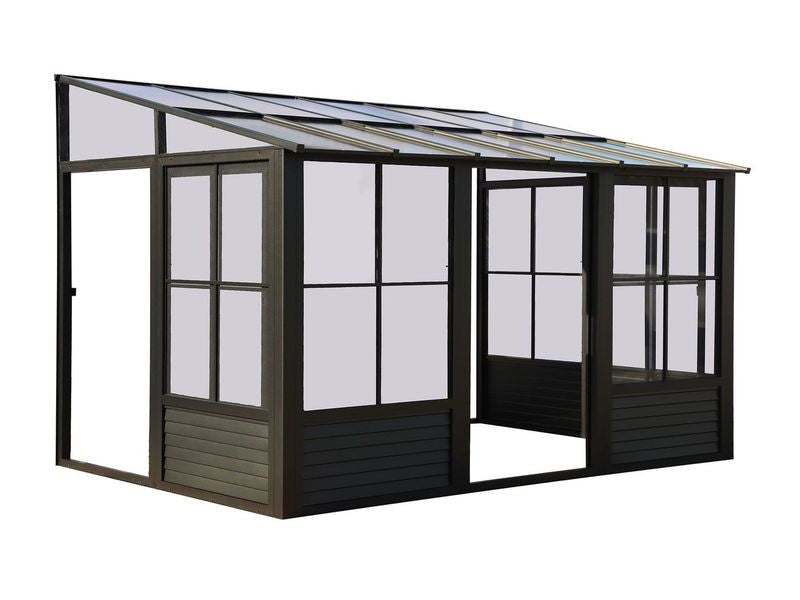 Florence - Wall Mounted Solarium 8x16 Polycarbonate Roof In Black