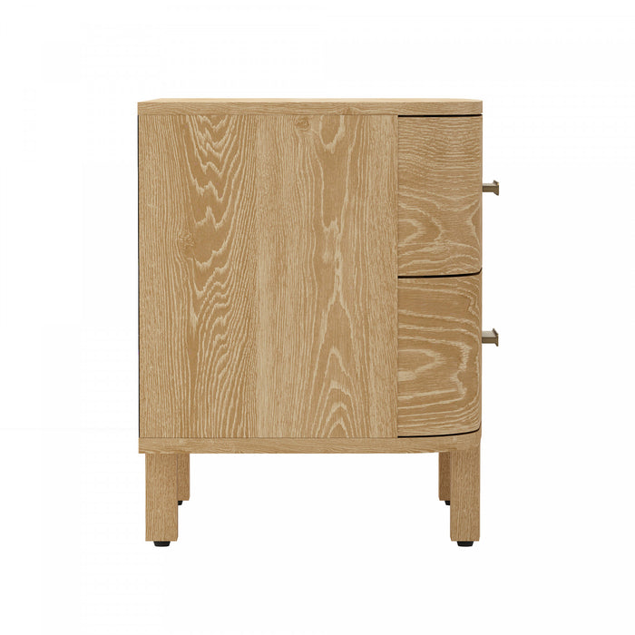 Solara Contemporary 30\" Solid Wood Nightstand in Natural Oak (2-Drawer)
