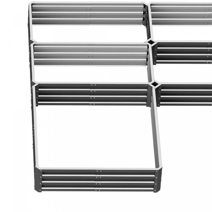Outsunny 8x8ft Diy Raised Garden Bed, Set Of 5 Large Steel Box Planters For Outdoor Plants, Vegetables, Flowers, Herbs, Easy Assembly, Gray