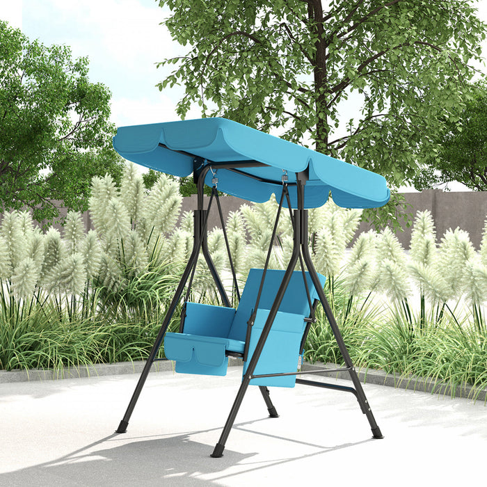 Outsunny 1-seat Patio Swing Chair With Adjustable Canopy And Cushions