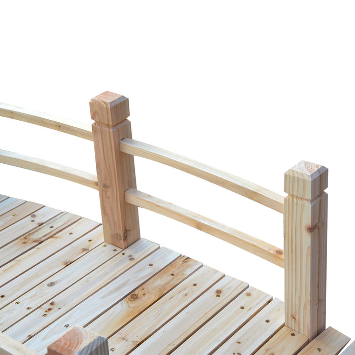 Outsunny 5ft Wood Garden Bridge Outdoor Decorative Landscape Side Rails Backyard Moon Bridge Park Decor Natural Wood