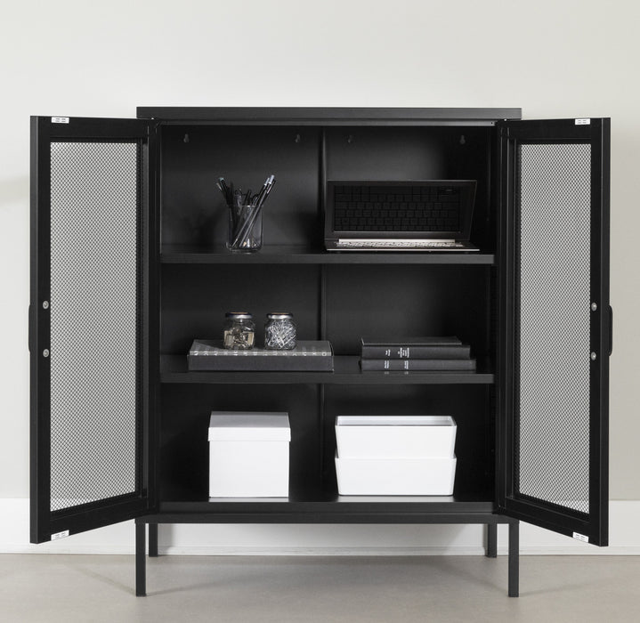 Crea Metal Mesh 2-Door Accent Cabinet - Black