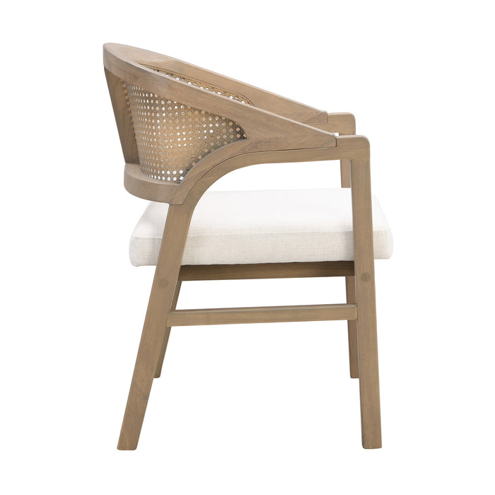 Liam Comfortable Dining Chair Set of 2 with Rattan Back and Rubber Wood Frame,Light Ash