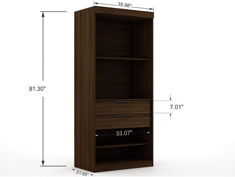 Mulberry Contemporary Modern 13-Piece Wardrobe Closet in Chestnut Brown