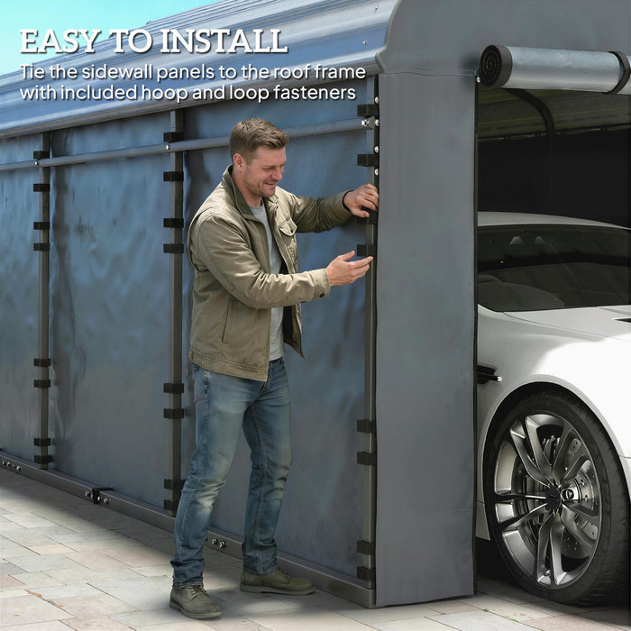Outsunny Carport Replacement Canopy Cover Sidewalls for 12' x 20' Carport