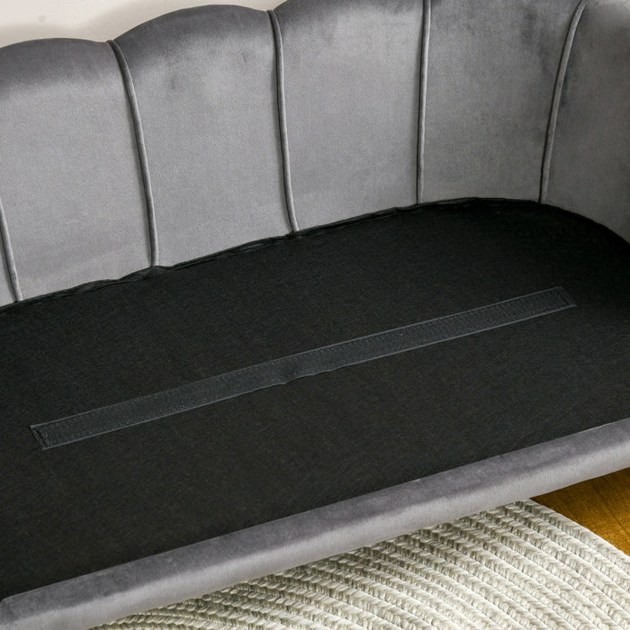 Pawhut Dog Couch Pet Sofa Cat Bed With Removable Cushion Wood Legs For Medium And Large Dogs, Dark Grey