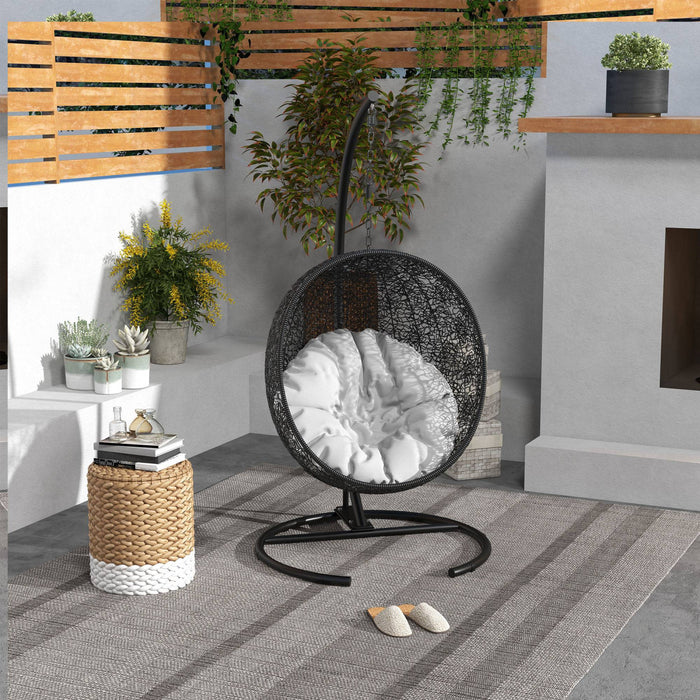 Outsunny Hammock Chair Stand Only, Steel Frame Hanging Swing Stand, Black