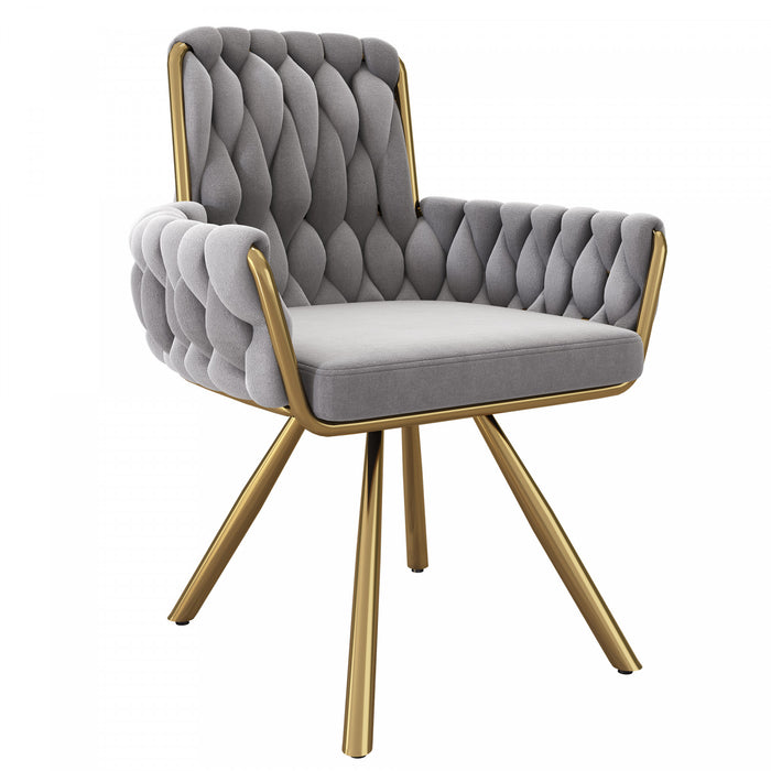 Timothy Velvet Swivel Dining Chairs with Tufted Upholstered and Metal Legs Set of 6, Grey