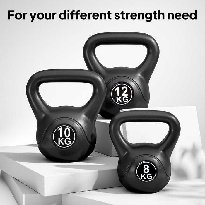 Soozier 22lb Fitness Kettlebell, Plastic Exercise Weight with Sand, Weightlifting Tools with Smooth Handle, Noise Reduction for Home, Gym
