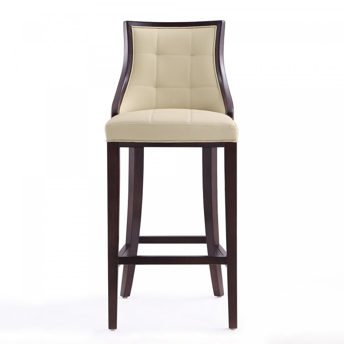 Fifth Avenue Traditional Wood Upholstered Barstool in Cream - Set of 2