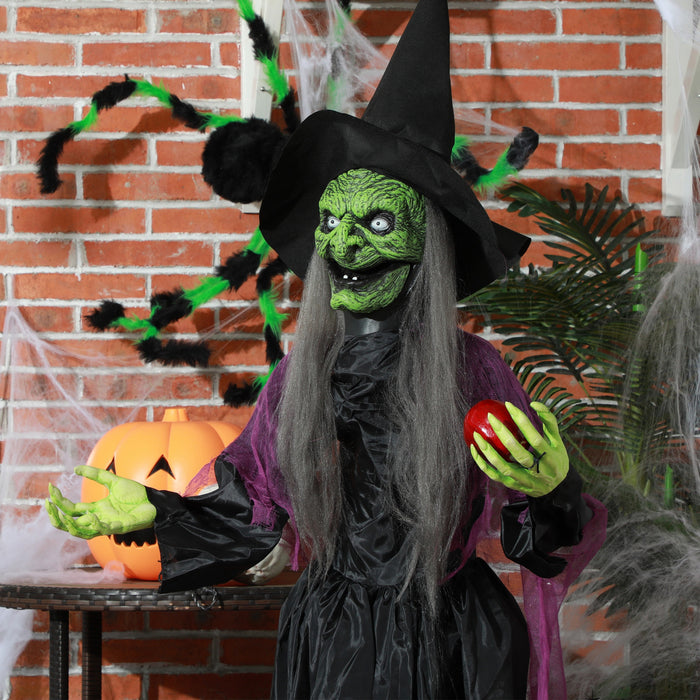 Homcom Halloween Old Witch Animatronic Prop W/ Light Up Eyes
