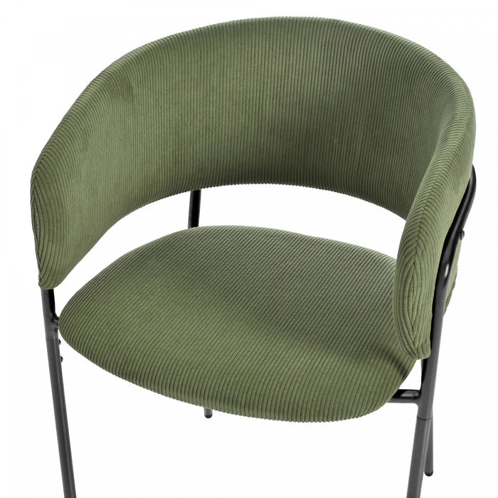 Ethan Set of 6 Modern Corduroy Upholstery Side Chair with Angled Legs and Adjustable Feet,Green Dining Chair