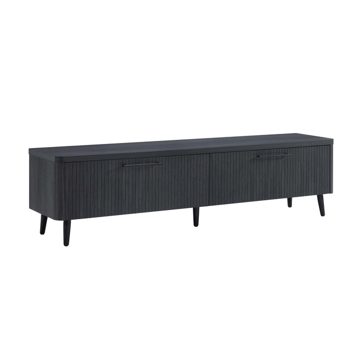 Jodie Mid-Century Modern 69\" Fluted TV Stand in Charcoal Gray