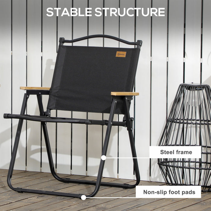 Outsunny Set of 2 Folding Camping Chair, Portable Armchairs, Black