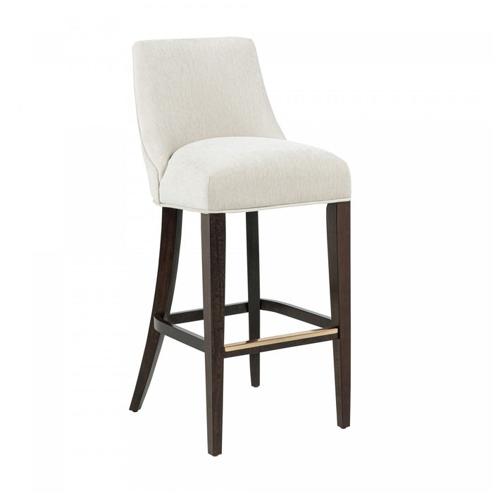 Beever Modern Chenille Wood Upholstered Barstool in Cream - Set of 2 Bar Stool