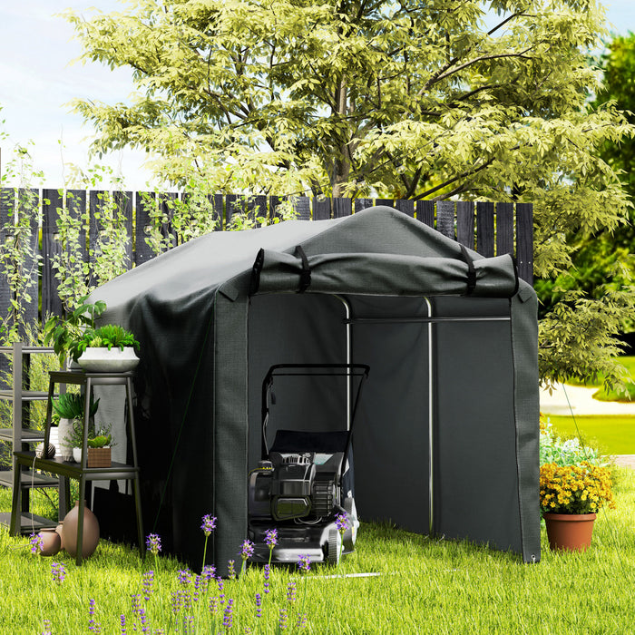 Outsunny Outdoor Shelter, Motorcycle Tent W/roll-up Zipper Door, Dark Grey