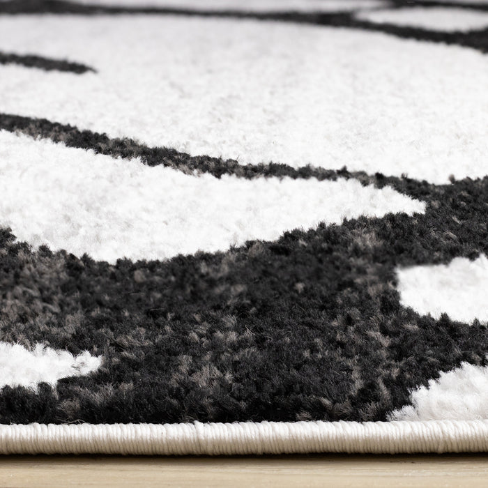 Emmett Grey Black Drizzle Swirl Rug, 5'3\" x 7'7\" Indoor Area Rug