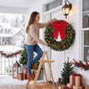 HOMCOM 24 in Pre-Lit Crestwood Spruce Artificial Christmas Wreath, Green