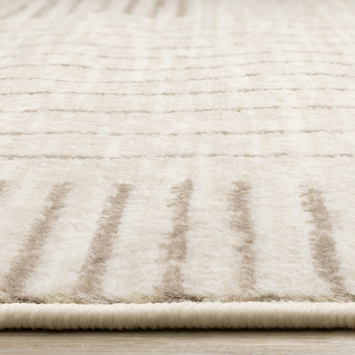 Florence Brown Cream Geometric Linework Design Rug, 7'9\" x 10'6\" Indoor Area Rug