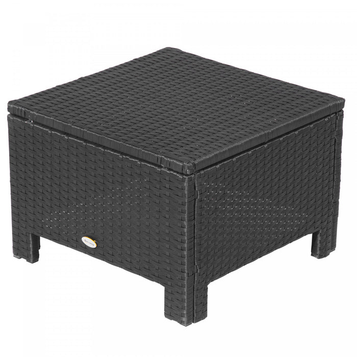 Outsunny Patio Rattan Ottoman w/ Cushion and Metal Frame for Garden, White