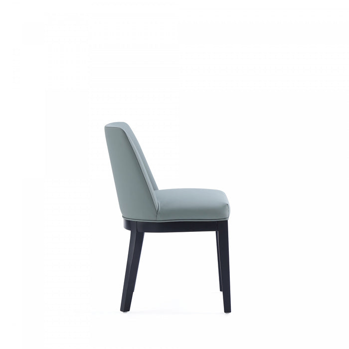 Gansevoort Modern Wood Vegan Leather Dining Chair in Pewter - Set of 4
