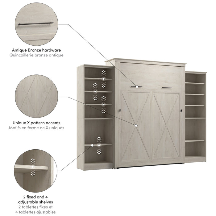 Bestar Key West Queen Murphy Bed with Closet Organizers (119 W) - Linen White Oak