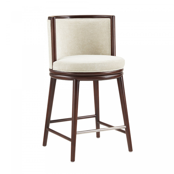 Evalyn Modern Wood Upholstered Counter Stool in Cream - Set of 3