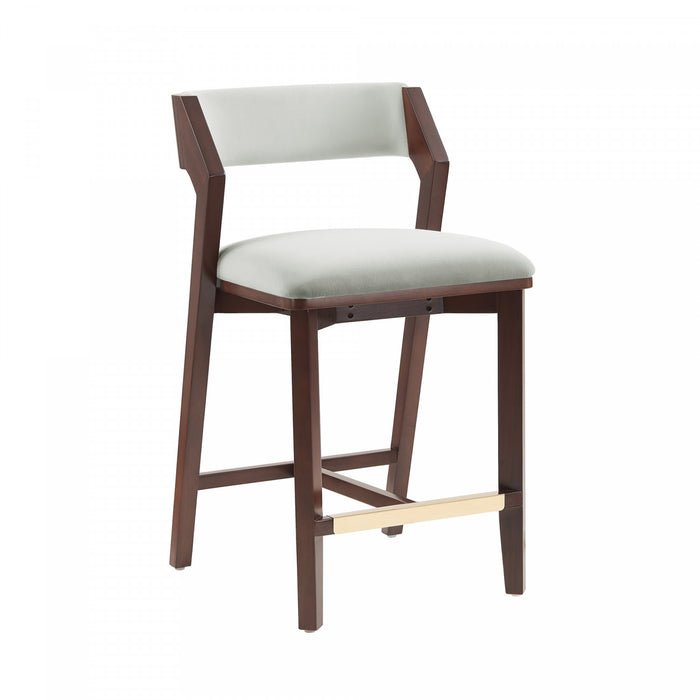 Patricia Modern Wood Upholstered Counter Stool in White Glacier Bar Stool