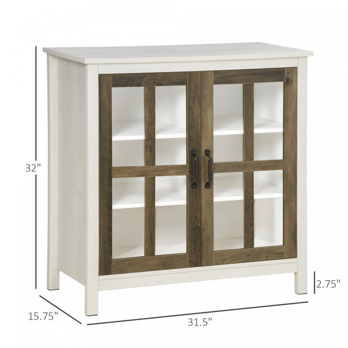 HOMCOM Kitchen Sideboard with Glass Doors Buffet Cabinet Accent Cabinet