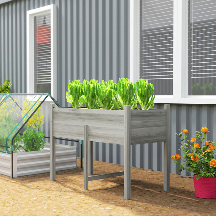 Outsunny Wooden Raised Garden Bed Elevated Planter Box For Flower, Grey