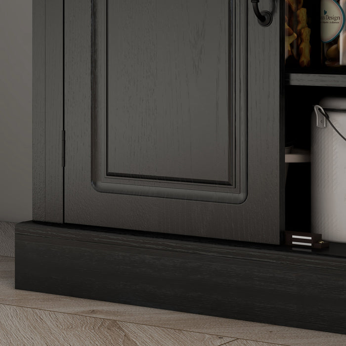 HOMCOM 71\" Freestanding Kitchen Pantry with 4 Doors and Cabinet, Black